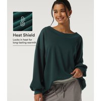 Halara Round Neck Long Sleeve Fleece Casual Sweatshirt - Darkest Spruce - XL