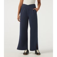 Halara Mid Rise Crossover Wide Leg Split Hem Casual Sweatpants with Pockets - Navy Blazer - XL(regular)