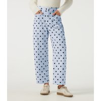 Halara Mid Rise Barrel Leg Polka Dot Corduroy Casual Trousers with Pockets - Moonlit Ash Polka Dot - XL(regular)