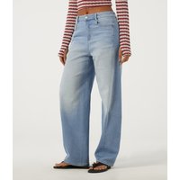 Halara Mid Rise Barrel Leg Casual Jeans with Pockets - Blue Jasper Denim - XL(regular)