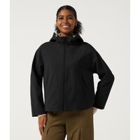 Halara Hooded Raglan Shoulder Long Sleeve Hiking Rain Jacket with Pockets - Black - XL