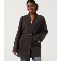 Halara V Neck Long Sleeve Belted Longline Work Coat with Pockets - After Dark - XL