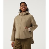 Halara Hooded Raglan Shoulder Long Sleeve Hiking Rain Jacket with Pockets - Curds & Whey - XL