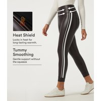 Halara High Waisted Tummy Control Color Block Skinny Stretchy PU Fleece Casual Leggings with Pockets - Hot Fudge - XL(7/8)