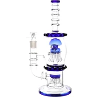 16" Tsunami Clear Blue Showerhead Jelly Fish Water Pipe