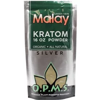 Green Malay OPMS Kratom Silver Powder 16oz Bag
