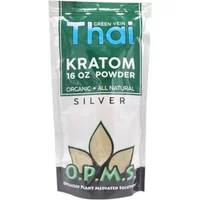 Green Vein Thai OPMS Kratom Silver Powder 16oz Bag