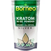Super Green Borneo OPMS Kratom Silver Powder 16oz Bag