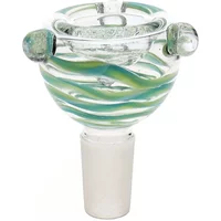 14MM Green and White Male Glass Bowl