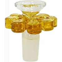 Pacific One Hitter Male Bowl Colored Yellow Flower Grip 14MM