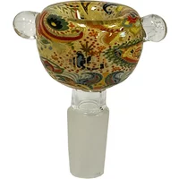 Yellow Pacific Assorted Watercolor Designed 14MM Male Bowl With 2 Side Beads