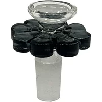 Pacific One Hitter Male Bowl Colored Black Flower Grip 14MM