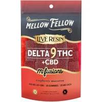 Raspberry Macaron Mellow Fellow M-Fusions Delta 9 Live Resin Gummies 400mg