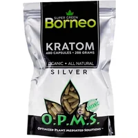 Borneo Super Green OPMS All Natural Silver Kratom Capsules 480ct