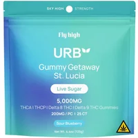 Sour Blueberry URB Gummy Getaway St. Lucia Live Sugar Gummies 5000MG
