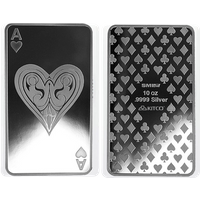 10 oz Silver Ace of Hearts Bar .9999
