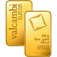 100 g Gold Minted Bar - Valcambi Suisse (in Assay Card)