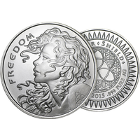 1 oz Silver Freedom Girl-Silver Shield BU Round .999 (Random Year)