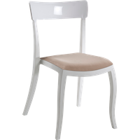 Stuhl mit Sitzkissen Hera-S weiß, weißes Oberteil beige Gewebe