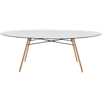 Tisch Papatya Wox 200x120x75 Gestell Buche natur lackiert, Tischplatte weiß 1050M