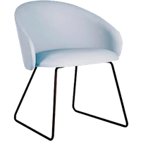 Sessel Papatya Glera-K Sled blaues Kunstleder, schwarz lackierte Metallbeine