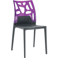 Papatya Ego-Rock Stuhl anthrazitgrau Stuhlsitz, Oberteil transparent Magenta