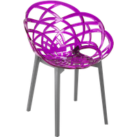Papatya Flora Sessel transparent Magenta Stuhlsitz, Unterteil anthrazitgrau