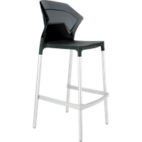 Papatya Ego-S Barhocker schwarzer Stuhlsitz, Oberteil transparent grau
