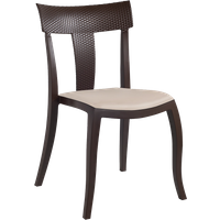 Stuhl mit Sitzkissen Toro-S Rattan dunkelbraun beige Gewebe
