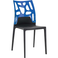 Papatya Ego-Rock Stuhl schwarzer Stuhlsitz, Oberteil transparent Blau