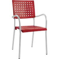 Papatya Karea Sessel rot, Aluminiumbasis