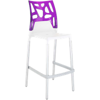 Papatya Ego-Rock Barhocker weißer Stuhlsitz, Oberteil transparent Magenta