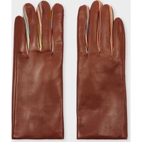 Paul Smith Women's Tan Brown Leather 'Signature Stripe' Gloves