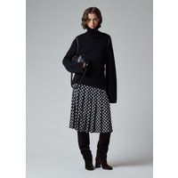 Paul Smith Women's Black and White Polka Dot Stitched Pleat Midi Skirt