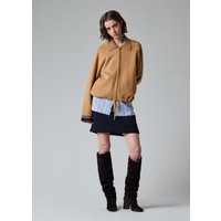 Paul Smith Women's Camel Knitted Jacket with Stripe Cuffs