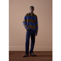 Paul Smith Green and Blue Block Stripe Polo Sweater
