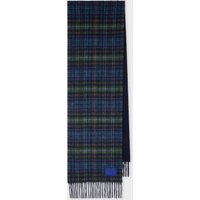 Paul Smith Check Pattern Wool Scarf — Navy