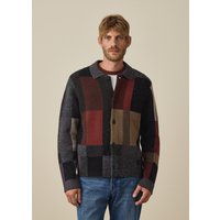 PS Paul Smith Brown Pebbles Check Wool-Blend Cardigan