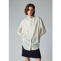 Paul Smith Women's Silk-Blend Stripe Ruffle Neck Shirt