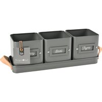 Burgon & Ball Kräutertöpfe Set mit Tablett – Grau – 1 Stk. Burgon & Ball Kräutertöpfe Set mit Tablett – Grau – 1 Stk.