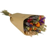 Kategorie <b>Produkt ohne Kategoriezuordnung </b> - Trockenblumen Strauß Feldstrauß Stil medium handgebunden orange 50cm