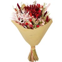 Kategorie <b>Produkt ohne Kategoriezuordnung </b> - Trockenblumen Strauß Classic Mixed traditionell gebunden mit hochwertigen Kunstblumen red allure 55cm