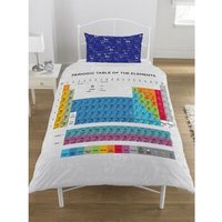 Periodic Table Duvet Cover Set - White/Blue/Purple - Single White Single