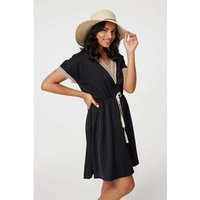 Izabel London Lace Tassel Waist Tie Short Dress women's Dress in Black