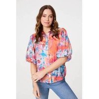 Izabel London Abstract Print 1/2 Sleeve Shirt women's Shirt in Orange