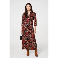 Izabel London Abstract 3/4 Sleeve Maxi Shift Dress women's Long Dress in Black