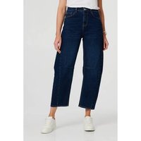 Izabel London High Waist Cropped Barrel Leg Jeans women's Jeans in Blue