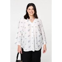 Izabel London Curve Floral Relaxed Pleat Front Blouse women's Blouse in White