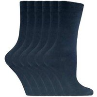 Sock Snob Women's 6 Pairs Plain Cotton Rich Dress Socks in Navy | Size: 4-7