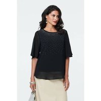 Izabel London Diamante Embellished Layered Blouse women's Shirt in Black